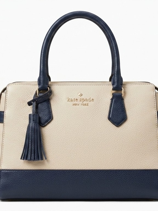 kate spade Handbags - kate spade Cream and Navy Leather Top-Handle Satchel